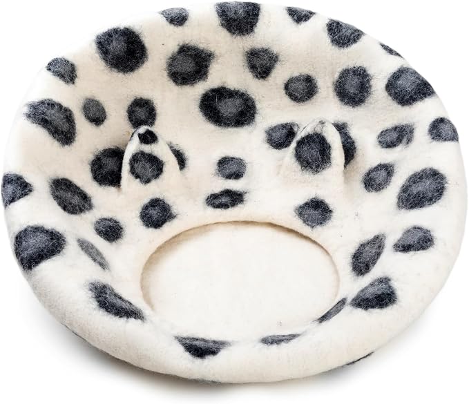 Wool Cat Cave Bed - Extra Warm, Handcrafted, Eco-Friendly Felt Cat Cave for Indoor Cats and Kittens (White Polka) by Woolygon - Image 3