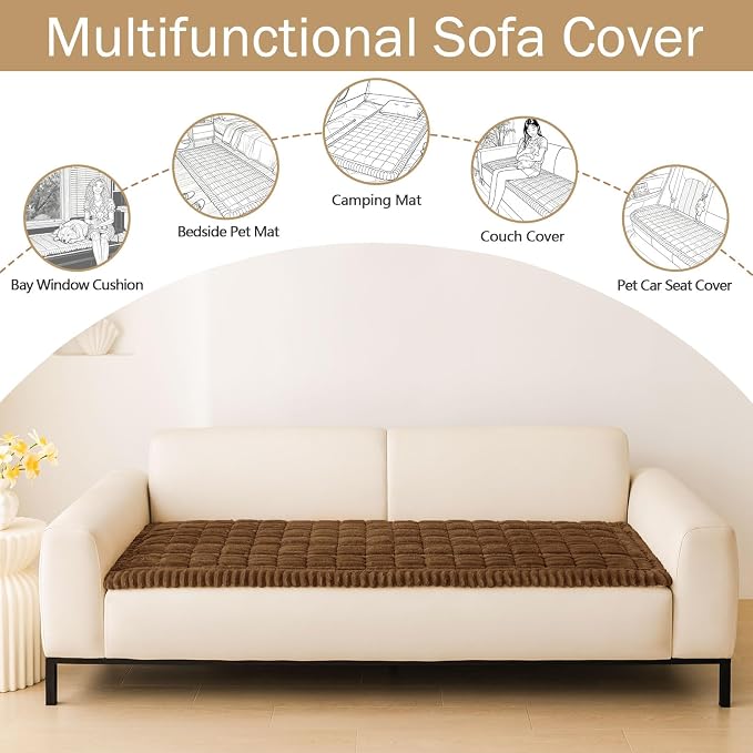 hyha Couch Cover for Dogs, Washable Non Slip Plush Flannel Sofa Protector | Thick Flannel, Silicone Anti-Slip Backing, Pet Hair & Scratch Protection, Fits Sofa & Loveseat (27.6" x 88") - Image 3