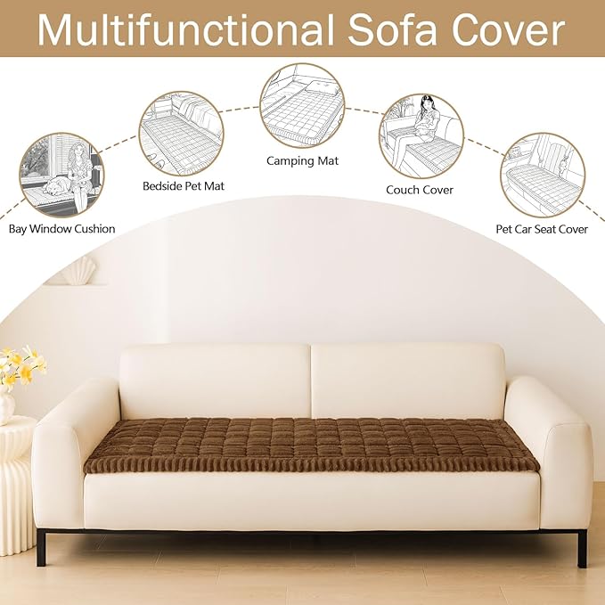 hyha Couch Cover for Dogs, Washable Non Slip Plush Flannel Sofa Protector | Thick Flannel, Silicone Anti-Slip Backing, Pet Hair & Scratch Protection, Fits Sofa & Loveseat (27.6" x 47") - Image 3
