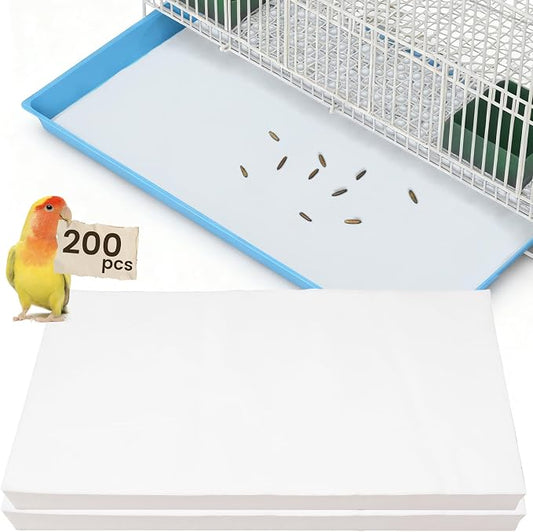 23.6x16.9in Bird Cage Liners - 200 Sheets Pre-cut Disposable Cage Tray Liners, High Absorbent Non-Woven Pads for Parrots, Cockatiels and Small Animals by BREENHILL