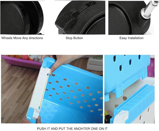 Kids' Toys Chest Large Baskets Storage Bins Organizer with Wheels Can Move Everywhere Natural/Primary (Primary Collection) (6 Baskets Choose) - Image 3
