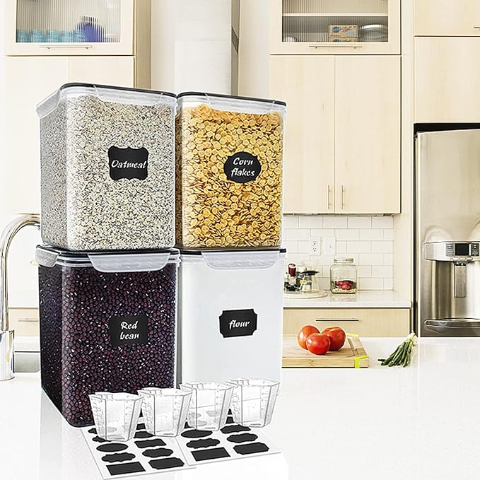 VERONES Large Tall Airtight Food Storage Containers, 10 PACK Containers Set | Plastic Airtight Kitchen & Pantry Organization, Ideal for Flour & Sugar Plastic Canisters with Labels - Image 7