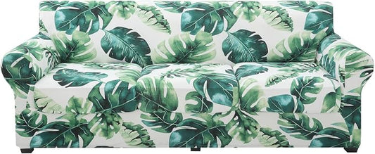 hyha Stretch Couch Covers, Sofa Cover for 3 Cushion Couch Pet Friendly | Floral Pattern, Printed, 4 Pieces, 3 Separate Cushion Sofa, Durable Anti-slip Washable Protector with Elastic Bottom for Dogs by hyha