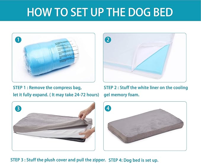 Orthopedic Memory Foam Dog Bed, Cooling Dog Beds Waterproof Pet Bed for Crate with Removable Washable Cover, L(35inch,65Lbs) - Image 6