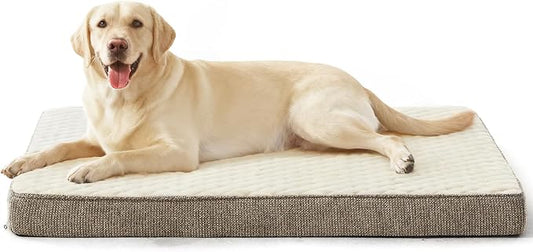 JOEJOY Orthopedic Dog Bed XL, Washable Dog Crate Bed Large Sized with Removable Cover, Egg Memory Foam Big Pet Beds, Beige, 41"x27" by JOEJOY
