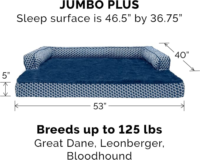 Furhaven Replacement Dog Bed Cover Comfy Couch Plush & Décor Sofa-Style, Machine Washable - Diamond Blue, Jumbo Plus (XX-Large) - Image 3