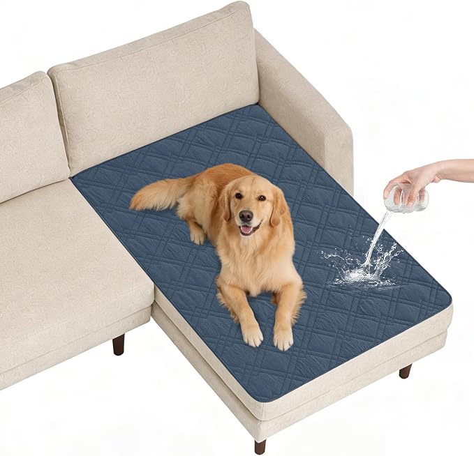 100% Waterproof Dog Bed Cover Pet Blanket(42"x50"),7-Layer Reversible Washable Sofa Couch for Furniture Car (Berlin Blue+Navy Blue) by Unknown