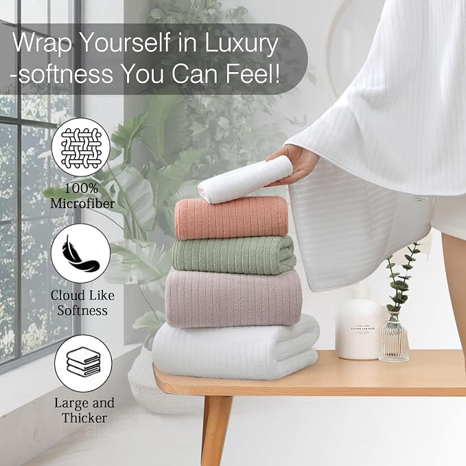 18 Piece Family Bath Towel Set Include 6 Bath Towels,6 Hand Towels and 6 Washcloths Soft Bathroom Towel with Hanging Loops,Highly Absorbent Quick Dry Towels Set for Bathroom,Hotel and Spa-White - Image 5