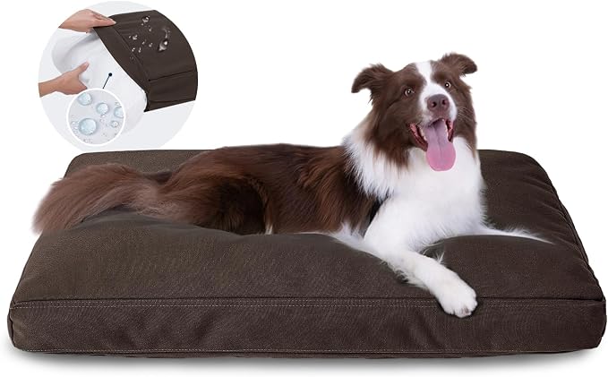 Miguel Durable Canvas Dog Bed for Large Medium Pet Outdoor Dogs Pad 14 Ounce Canvas Waterproof Pet Pillow with Removable Washable Cover,40 x 30 inch, Brown by Miguel