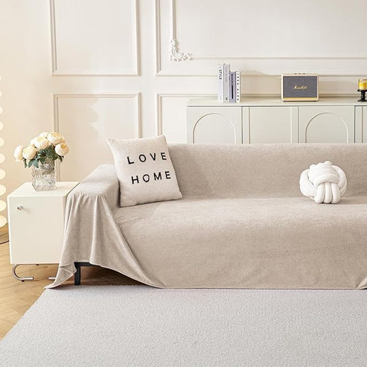 MYSKY HOME Couch Cover Sofa Covers for 3 Cushion Couch, Ultra - Soft Dog Couch Covers Protector for Sectional Sofa, Non Slip Sofa Slipcover Furniture Protector for Pet, 91" x 118", Oat by MYSKYHOME