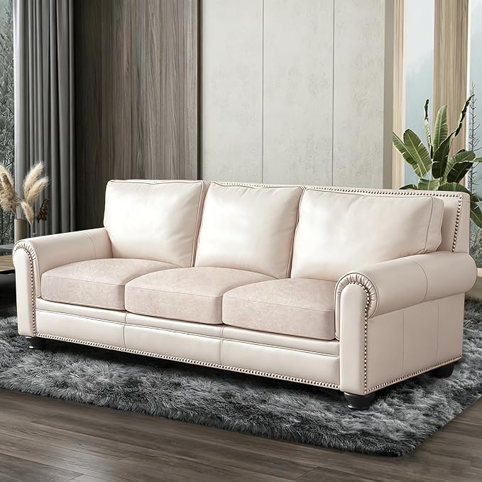 ANARACHON Leather Look Couch Cushion Covers Sofa Seat Slipcovers Sets Couches Furniture Protector for Sectional Armchair Loveseat Pets Kids Stretch Spandex Fabric (3 Cushion Sofa, Beige) - Image 8
