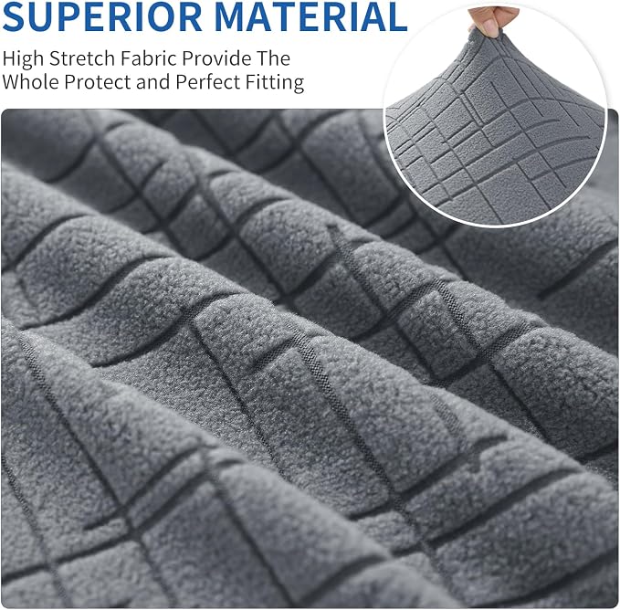 4 Piece Stretch Sofa Covers for 3 Cushion Couch, Non Slip Couch Covers for Sofa, Pet Couch Cover Washable, Couch Slipcover for Dogs, Kids (Light Gray), 91"-110" (3 Cushion XL Sofa) - Image 4