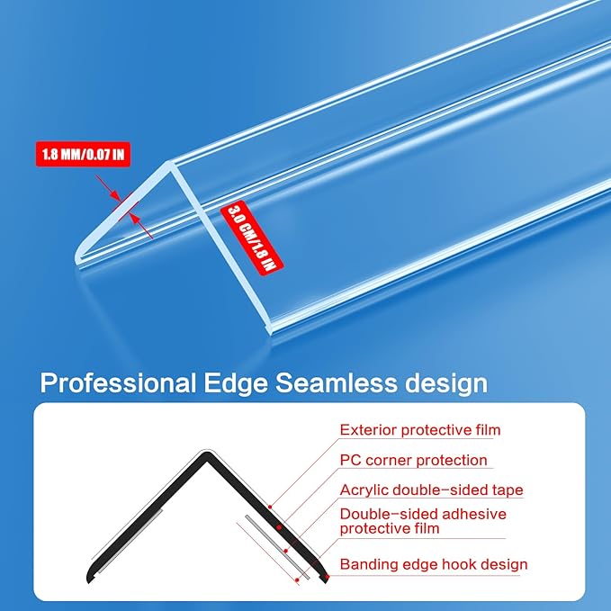6PCS Clear Self-Adhesive Wall Corner Protectors，Corner Guards & Edge Protector for Wall Door Frame Cabinet Baseboard & Door, Table, Stair (35.4" X 1.18") - Image 2