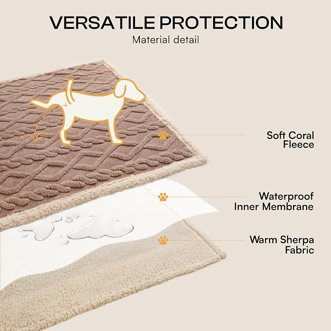 Luciphia Waterproof Blanket for King Bed Reversible Fleece Couch Cover | Reversible waterproof pet blanket soft fleece machine washable protect couch bed, Khaki-thicken 100" x 82" - Image 3