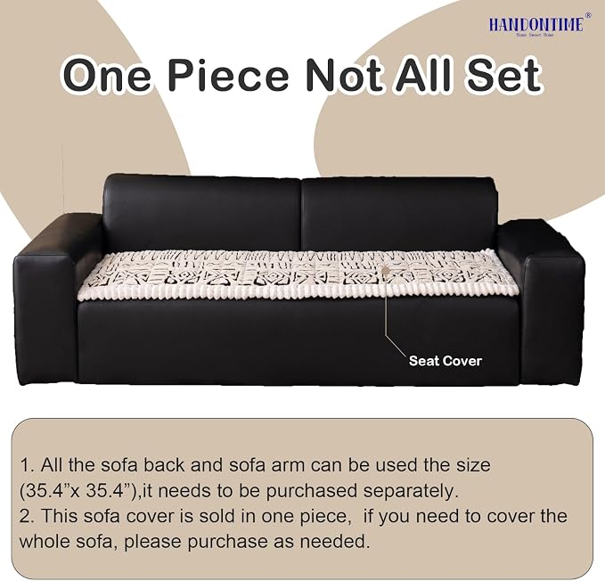 HANDONTIME Boho Couch Cushion Covers for Dogs Plush Couch Cover Washable Non-Slip Dog Sofa Cover Pet Couch Protector Fuzzy Geometric Sofa Slipcovers Dog Mat for Sofa and Couches(Beige, 27.6" x 59.1") - Image 5