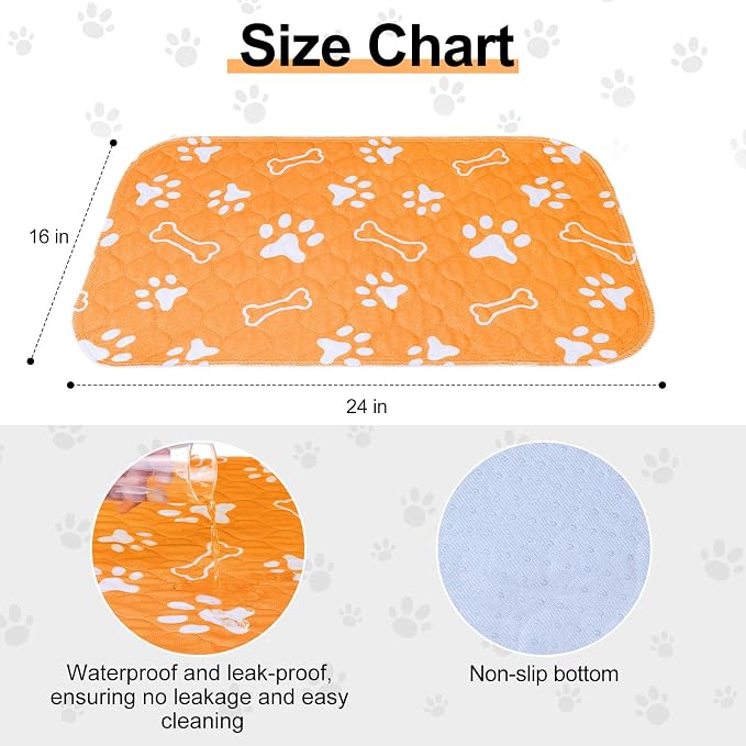BEAUTYZOO 6 Pack Washable Pee Pads for Dogs, Reusable Puppy Pads for Potty Training, Waterproof Super Absorbent Whelping Pads Mats Non Slip Against Urine for Small Medium Dogs Cats, 16" x 24" - Image 2