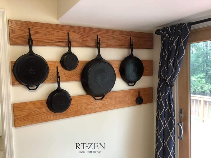 RTZEN Wall Mount Hook Set - Wrought Iron Decorative Rustic Metal Coat Hooks for Hanging - Handcrafted Classic Farmhouse Wall Mounted Black Hooks for Towel Robe or Hat Hanging - 3 Pack - Image 6