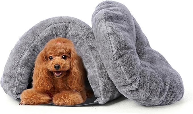 PETCUTE Warm Cat Cave Beds for Indoor Cats, Super Soft Cat Beds with Hooded Cover, Short Plush Covered Sleeping Cozy Pet Bed for Puppies and Cats,Cat House with Removable Washable Cushion by PETCUTE
