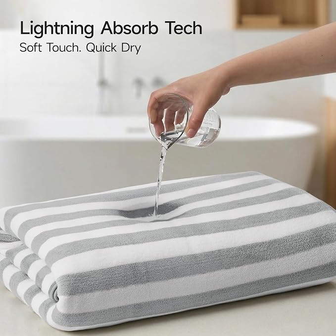 REDKISS Ultra Soft Bath Towel Sets 6-Piece 35"x70" | 100% Microfiber, Highly Absorbent & Quick Dry | Grey Towels for Bathroom, Spa, Gym | 2 Bath, 2 Hand, 2 Washcloths - Image 4