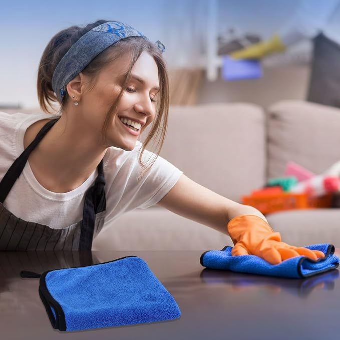 Tallew 80 Pcs Blue Microfiber Towels: 16"x16" Microfiber Drying Towels Bulk Micro Fiber Car Cleaning Cloth for Cars Drying Washing Polishing Cleaning Household Supplies - Image 5