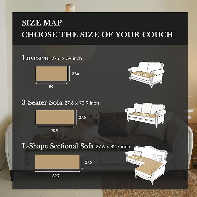 Couch Covers for 3 Cushion Couch Sofa Pet Friendly,Non-Slip Sofa Cover Washable - Image 2