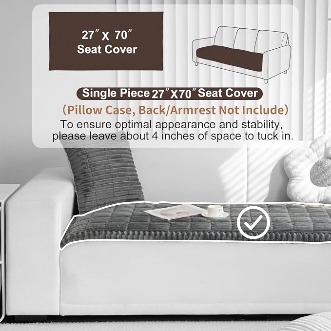 Couch Cover for Dogs Washable, Non Slip Sofa Covers for Pets 3 Cushion Couch Sofa, Sectional Slipcover Furniture Protector (1 PCS 27.5"x70" Dark Grey) - Image 2