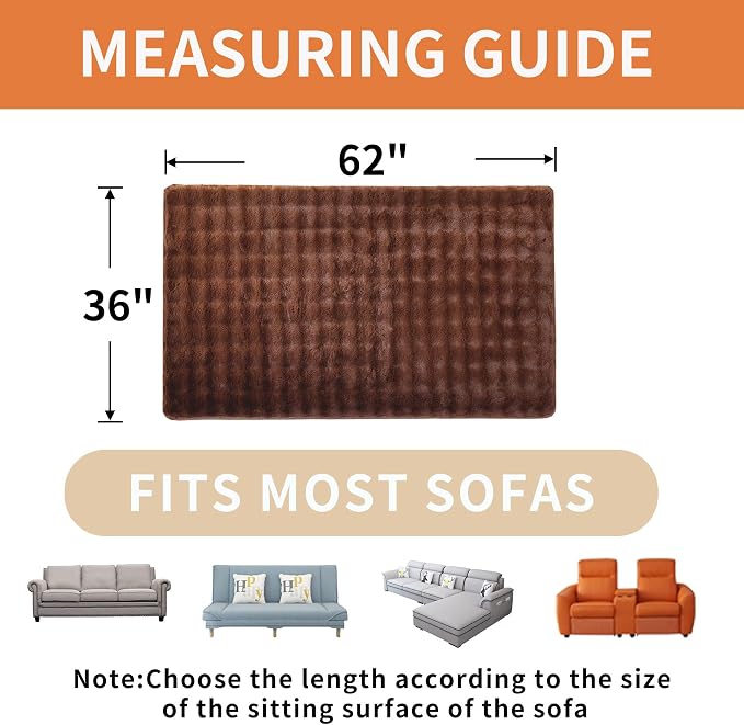 Waterproof Dog Bed Cover Non Slip Couch Covers for Dogs Washable Soft Faux Fur Sofa Cover Couch Covers for 3 Cushion Couch Sofa Pet Friendly (Brown) - Image 4