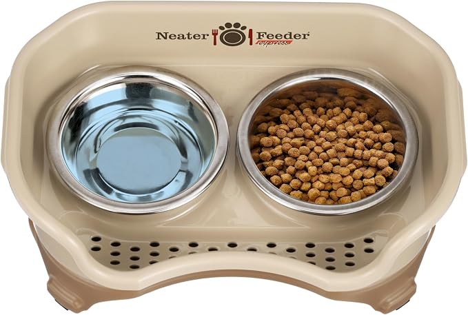 Neater Feeder Express Mess Proof Dog Bowls Elevated for Small Breeds under 15 Lb, Made in USA, No Spill Raised Dog Food Bowl Stand, Stainless Steel Food and Water Bowl Set, Feeding Station, Cappuccino - Image 9