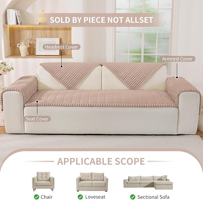 Fuzzy Pet Couch Covers for Dogs Washable, Thick Couch Covers for 2 Cushion Sofa Pet Friendly, Non Slip Plush Dog Couch Cover for for Sectional, Loveseat (Champagne, 27.6" x 59") - Image 3