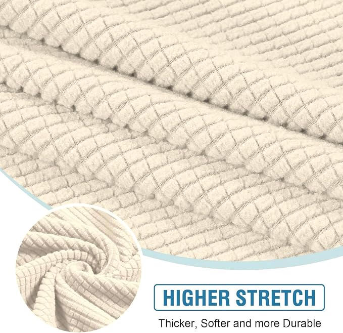 H.VERSAILTEX Sectional Couch Covers 1 Piece Chaise Slipcover L Shape Separate Cushion Couch Cover for Both Left/Right Sectional Couch (Seat Only: 1 Chaises, Cream) - Image 5