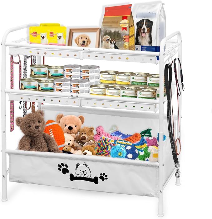 Large Dog Toy Basket, Dog Toy Bin with Storage Organizer, 3-Tier Pet Toy Box for Living Room, Toy Holder Chest for Pet Dog Cat, Multifunctional Chest Holder for Cat Dog Accessories by Rvelidode