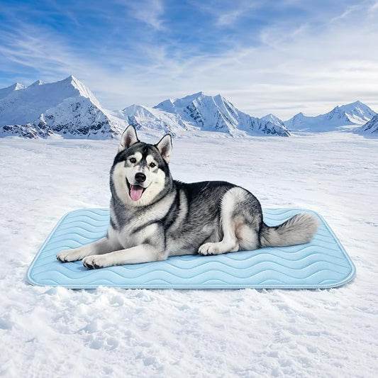 Cooling Mat for Dogs Extra Large, 59"x40" Breathable Cold Crate Pad for Pet with Non-Slip Bottom, Washable Waterproof Cool Fiber Pet Cooling Pad for Dog Bed Indoor/Outdoor Summ by ZENGAOOU
