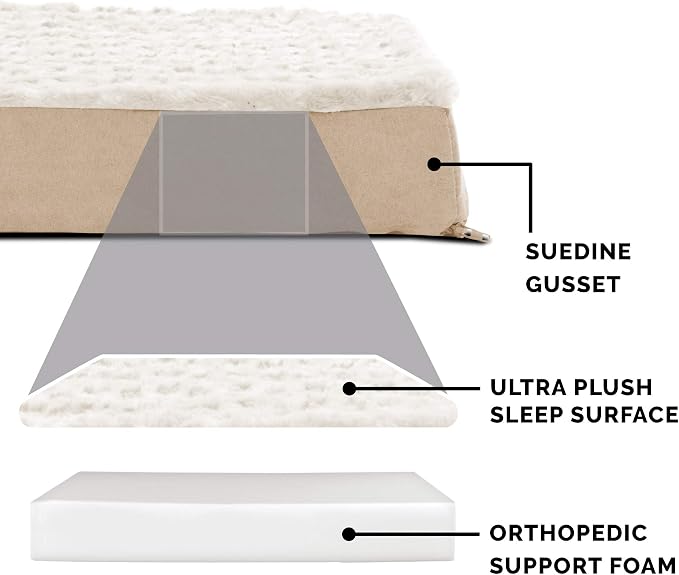 Furhaven Orthopedic Dog Bed for Large Dogs w/ Removable Washable Cover, For Dogs Up to 125 lbs - Ultra Plush Faux Fur & Suede Mattress - Cream, Jumbo Plus/XXL - Image 4
