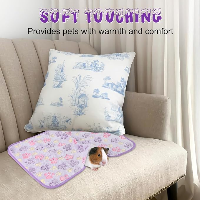 YUEPET Waterproof Guinea Pig Blankets Washable 6 Pack Small Animal Fleece Cage Liners Pet Soft Sleep Mat Pad Cover Warm Flannel Throw for Hamster Guinea Pig Rabbit Chinchilla Hedgehog Ferret 30"×16" - Image 5