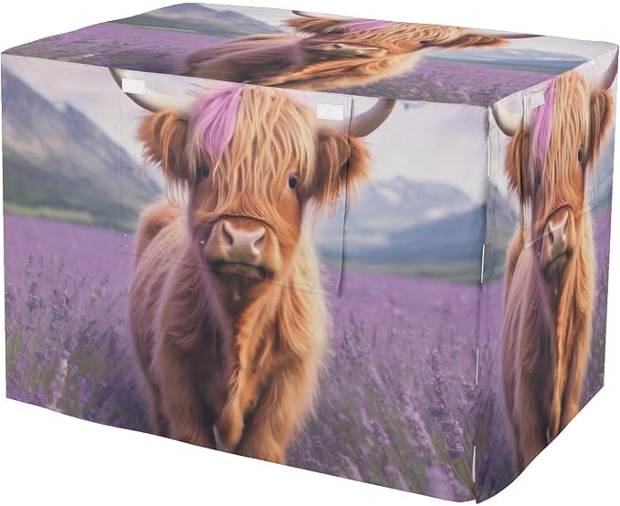 Dog Crate Covers Cute Highland Cow Purple Wind-Resistant, Washable Cage Cover for Indoor Pets X-Large by ODAWA