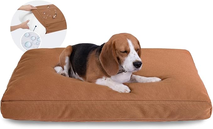 Miguel Durable Canvas Dog Bed for Large Medium Pet Outdoor Dogs Pad 14 Ounce Canvas Waterproof Pet Pillow with Removable Washable Cover, 35 x 25 inch, Caramel by Miguel