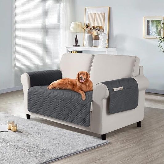 TAOCOCO Waterproof Loveseat Covers for Pets Dogs with Non Slip Backing, Sofa Seat Covers with Side Pocket for 2 Cushion Couch Washable Dog Couch Cover Sofa Slipcovers(Loveseat, Charcoal Gray) by TAOCOCO