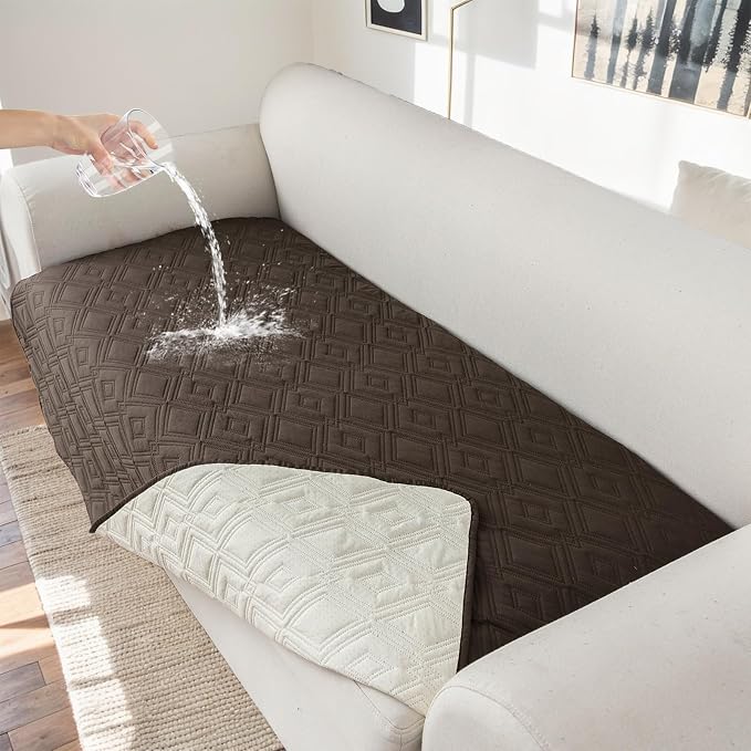 Genina 100% Waterproof Couch Cover for 4 Cushion for Dogs, Anti-Slip Sofa Covers Washable Couch Covers for Sectional L Shape Furniture Cover, 1 Piece (Coffee, Sofa X-Large) by Genina