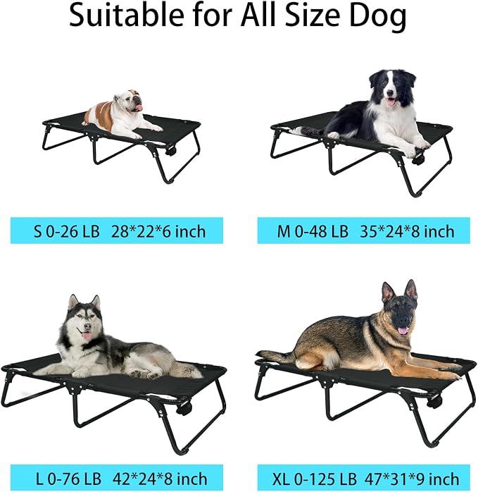 Elevated Cooling Dog Cot Pet Bed with Breathable Mesh Folding No Assembly Indoor/Outdoor Pet Hammock Bed Raised Dog Cots Beds Multiple Sizes for Small Meduim Large Dogs - Image 2