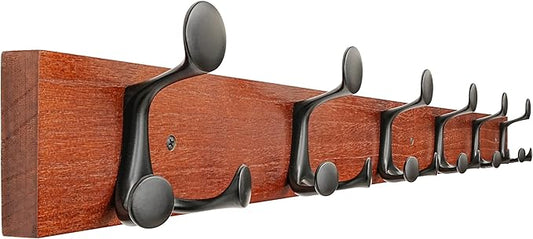 SKOLOO 39-Inch Cherry Wood Coat Rack Wall Mount with 6 Triple Hooks - Ideal for Family Entrances, Classrooms, and Pet Supplies Storage - Perfect Coat Hooks for Wall by SKOLOO