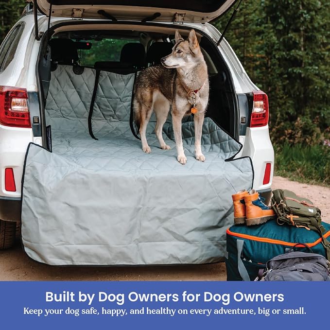 4Knines Split Cargo Liner for SUV – for Dogs & Pets, Heavy-Duty, Waterproof Trunk Mat & Cargo Cover – Fits 60/40 Split Bench & Armrest Pass-Through – Machine Washable, Non-Slip, Durable (Small, Grey) - Image 7