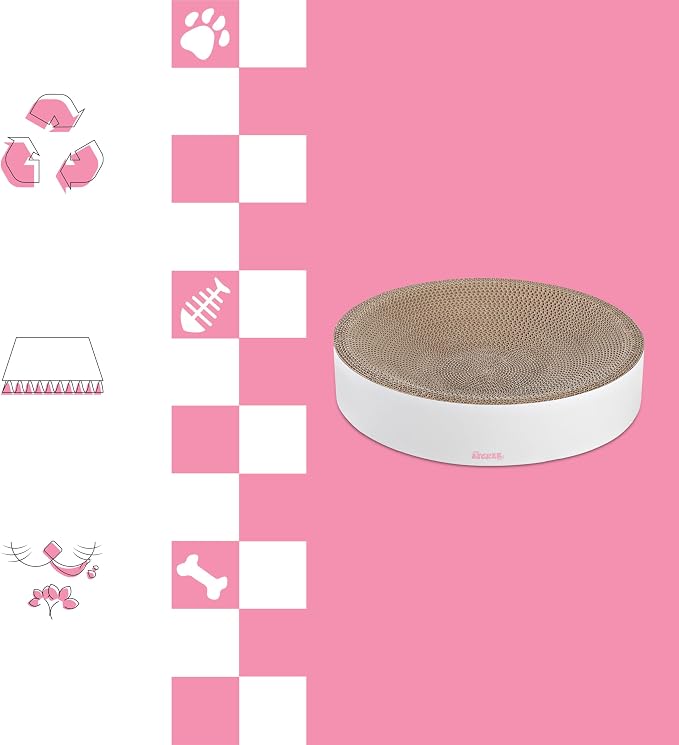 CSR1010I Nelson 20.13" Modern Cardboard Round Bowl Cat Scratcher with Catnip, Cloud - Image 8