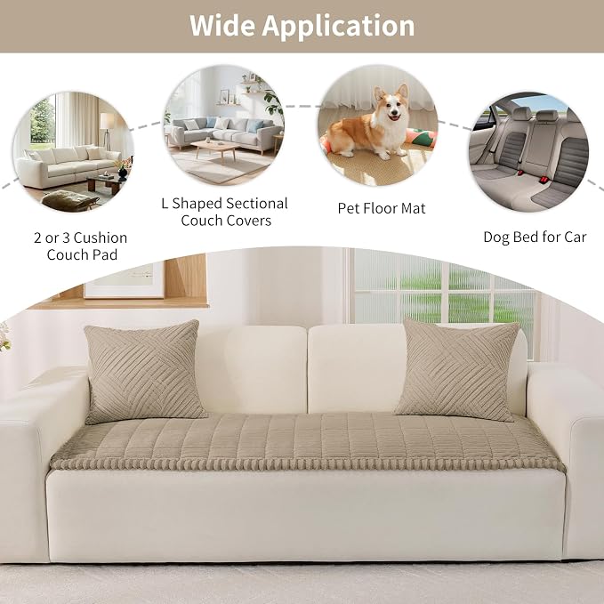 Fuzzy Couch Arm Covers for Dogs Washable, Thick Couch Covers for 3 Cushion Sofa Pet Friendly, Non Slip Plush Dog Couch Cover for for Sectional, Loveseat (Brown, 17.6" x 17.6") - Image 7
