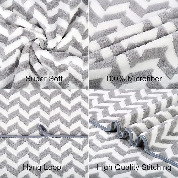 JML Microfiber Bath Towels, Chevron Grey, 30" x 60", 2 Pack | Hanging Loop, Oversized, Soft, Super Absorbent, Fast Drying, Use for Sports, Fitness, Yoga - Image 3