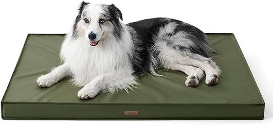 LE SURE Outdoor Waterproof Dog Beds Large Sized,Orthopedic Pet Mat,36x27In | Crate Pad for Dogs with Oxford Fabric Surface,Removable Washable Cover,Egg Foam Kennel Pads,Non slip Bottom,Green by Lesure