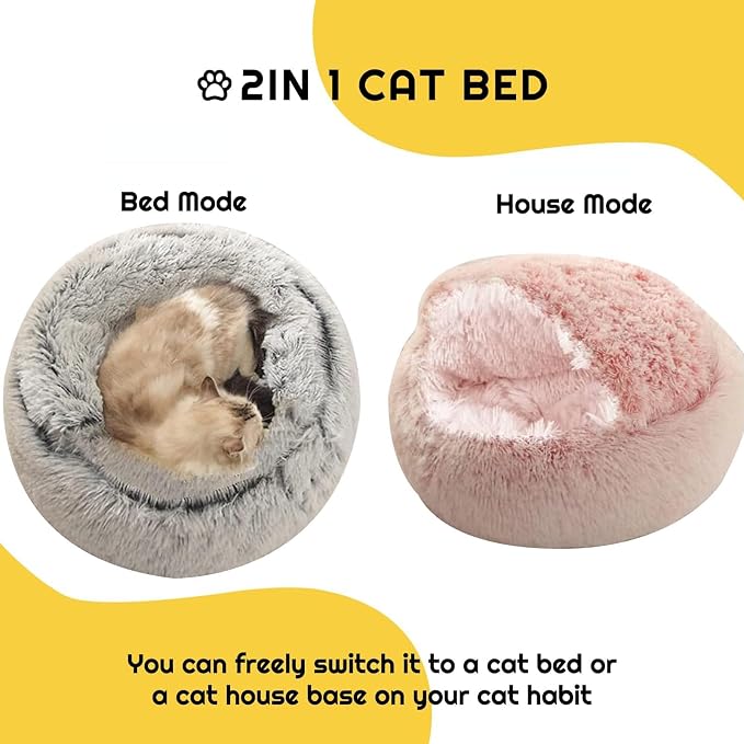 YUDANSI Small Dog Bed Hooded, Cat Cave Bed for Indoor Cats with Covered Hood for Small Dogs Cats Puppy, Plush Faux Fur Enclosed Nest(pink-26'') - Image 6