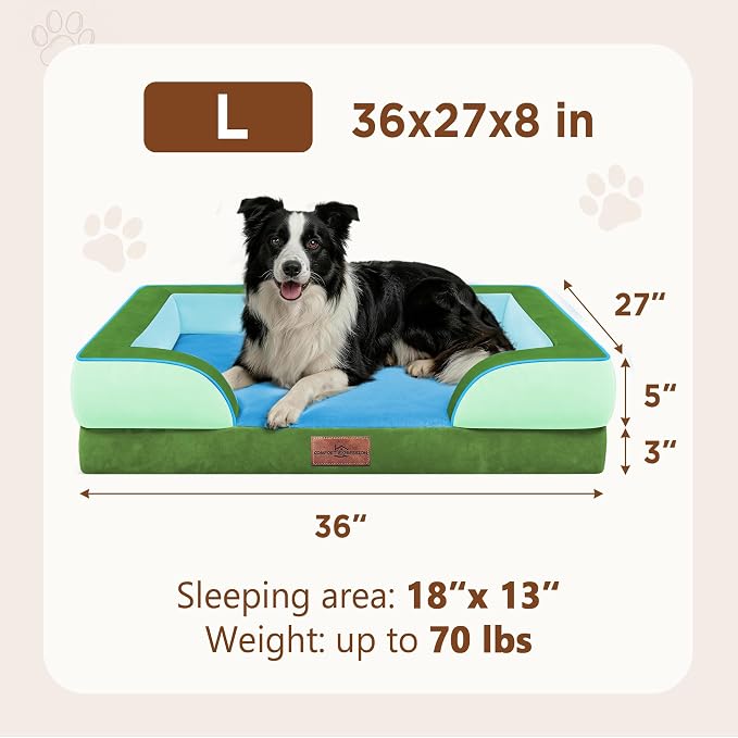 Comfort Expression Orthopedic Dog Beds for Large Sized Dog with Bolster | Waterproof Dog Couch Bed with Washable Cover & Non-Slip Bottom, Supportive Egg Crate Foam Large Pet Bed, 36x27 Inch - Image 8
