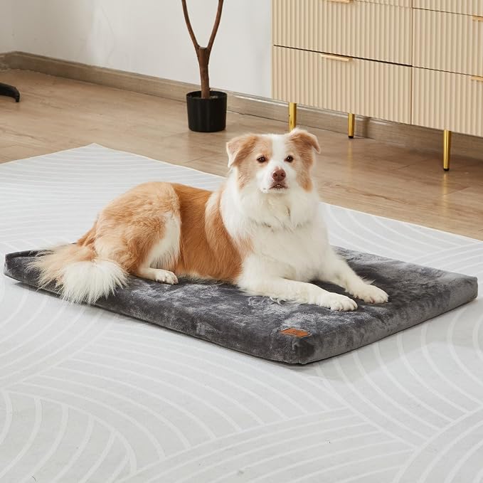 LIORCE Dog Crate Pad - Dog Bed Large Sized Dogs with Removable Washable Cover and Waterproof Lining - XL Memory Foam Pet Bed for Crate - Reversible Kennel Mat (Cool & Warm), 42-inch, Grey - Image 8