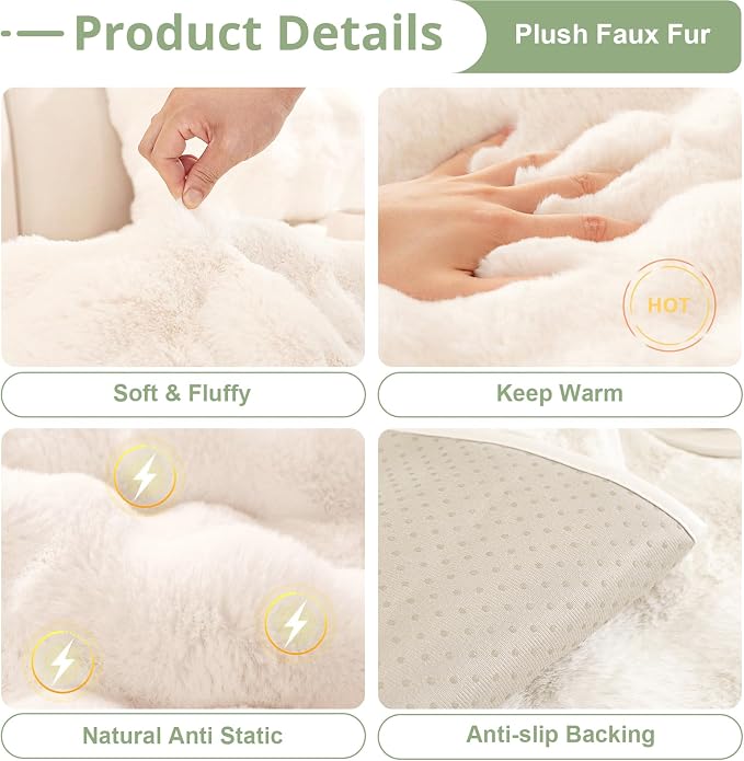 OstepDecor Faux Fur Couch Covers for Sofa, Soft Plush Sofa Covers Washable | Non Slip Dog Couch Protector, Pet Hair, Dirt & Wear Protection, Fits Sofas, Loveseats & Sectionals, 35.4" x 35.4", White - Image 4