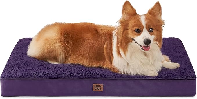 EHEYCIGA Orthopedic Dog Bed Large with Removable Washable Cover, 35x23 | Egg Crate Foam Support, Durable Oxford fabric, Non-Slip Bottom, Machine Washable, Soft Waterproof Plush Pet Bed Mat For Crate by EHEYCIGA
